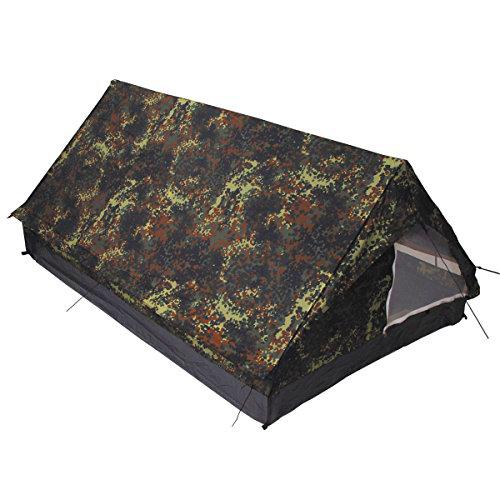 MFH Minipack BW - Tienda de campaña para 2 Personas Militar (mosquitera integrada) Multicolor Flecktarn