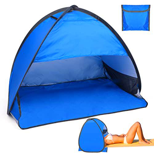 Tienda de Playa, zootop Carpa de Playa emergente para 1-2 Personas Carpa de Playa portátil Refugio Solar con Soporte para teléfono y Bolsa de Almacenamiento para Exteriores (31.50 * 19.69 * 21.65in)