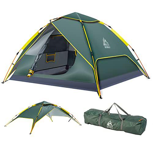 HEWOLF Tienda de Campaña Automátic para 2 a 3 Personas Tiendas de Campaña Instantánea de Doble Capa Tiendas de Techo Portátil con Bolsa de Transporte para Acampada y Senderismo (Verde