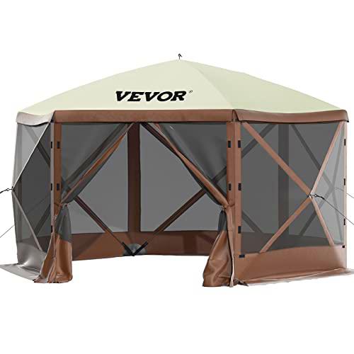 VEVOR Tienda Refugio Emergente para Acampar Parasol 3,05x3,05m Ventanas de Malla de 6 Lados Bolsa de Transporte portátil Estacas para el Suelo Tienda de campaña de Sombra para Exterior
