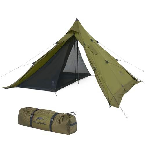 Naturehike Tipi Tienda Cresta Tiendas 3-4 Personas Tienda India Impermeable Cortaviento Fácil de Montar Tienda pirámide para Acampar al Aire Libre Familias