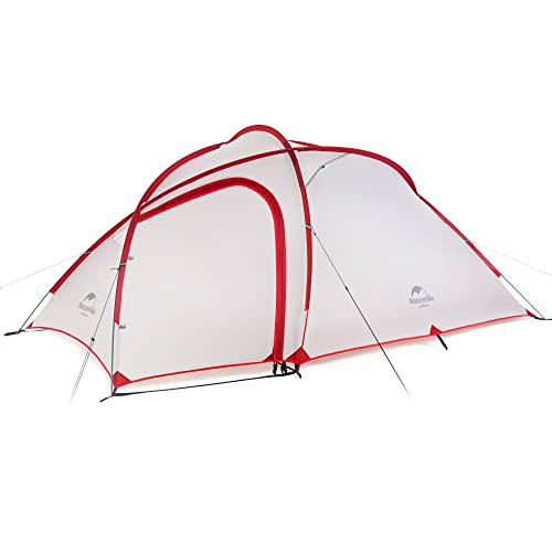 Naturehike Hiby Tienda de Campaña para 2-3 Personas Mochila Ligera Tienda de Campaña Impermeable Tienda de Campaña para Porche (20D Gris/Rojo)